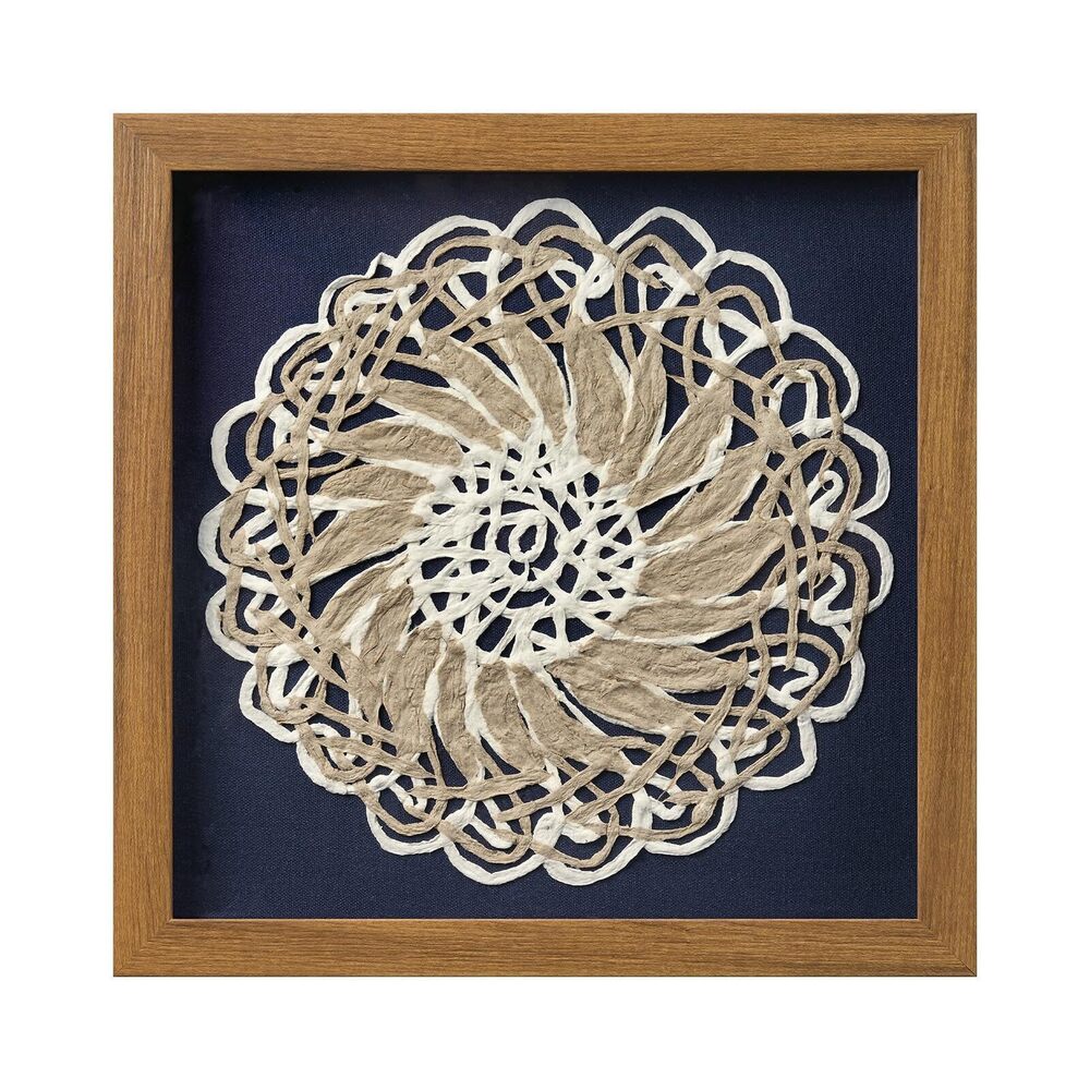 3866 Framed Boho Wall Art for Living Room, 12" Natural Rice Paper Mandala